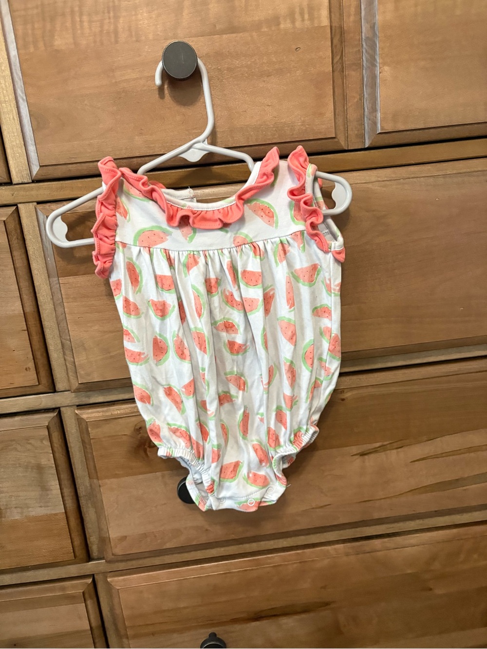 Baby Girls White Watermelon Print Ruffle One-Piece Bodysuit
